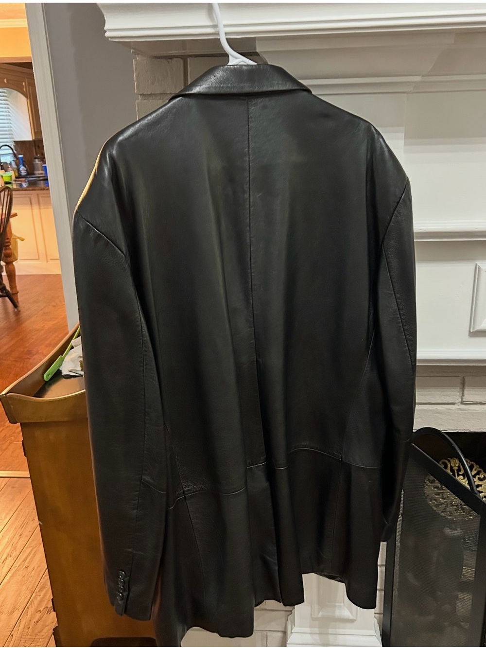 Women’s Black Leather Jacket - Classic Longline Coat